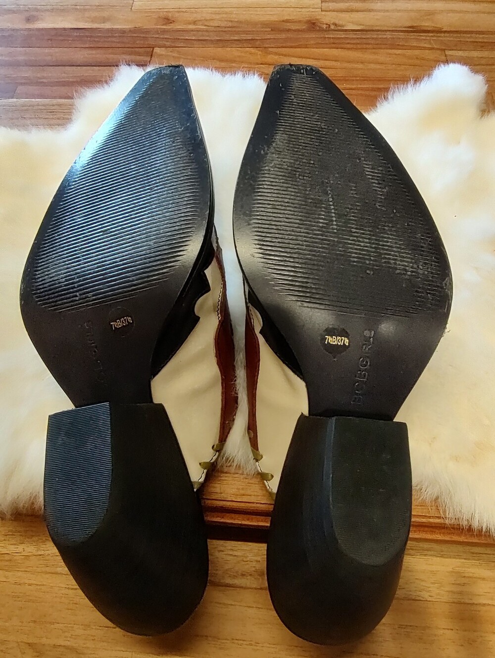 Y2K BCBG Leather Western Mules Slides Cowgirl Floral Applique Whip-Stitch 7.5 - Picture 12 of 13